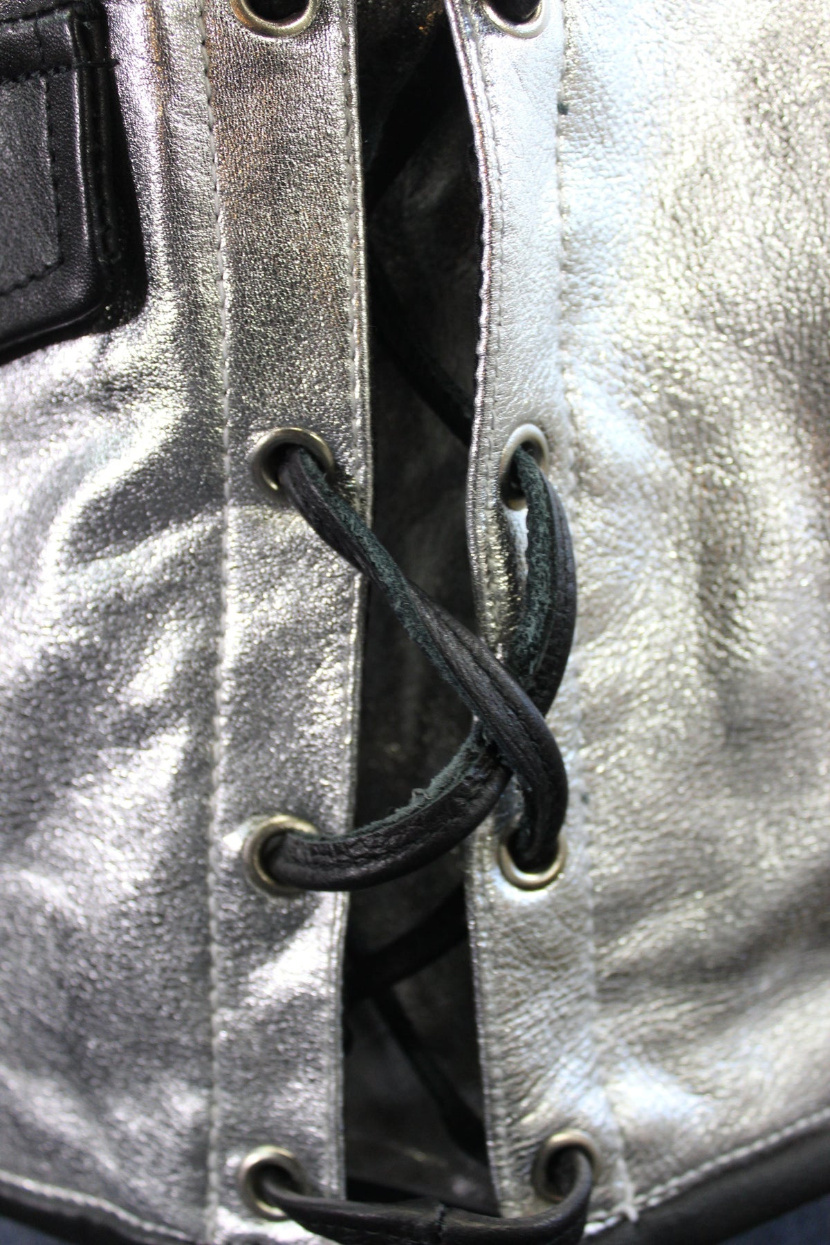 OnF Leather Bar Vest - Silver with Black Highlights - view 4