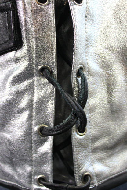 OnF Leather Bar Vest - Silver with Black Highlights - view 4