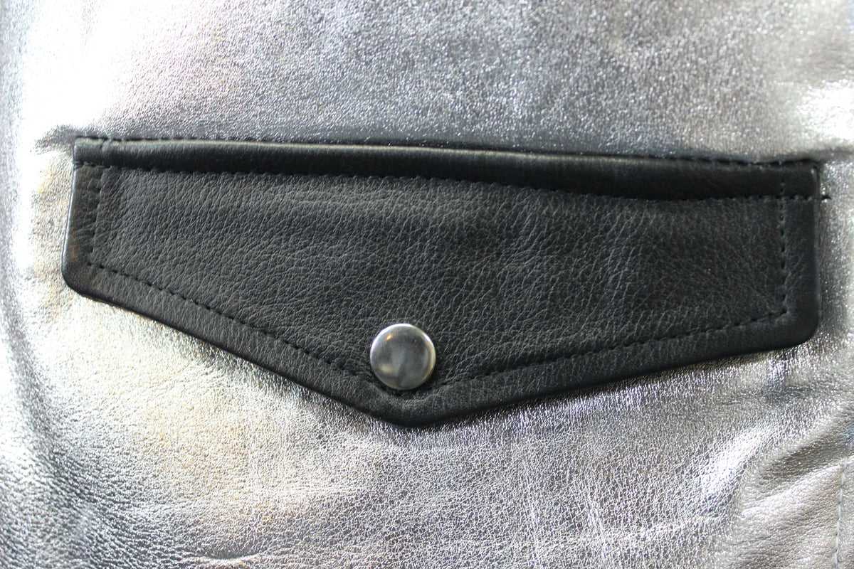 OnF Leather Bar Vest - Silver with Black Highlights - view 5