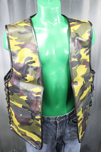 OnF Leather Bar Vest - Camo with Black Highlights - front view