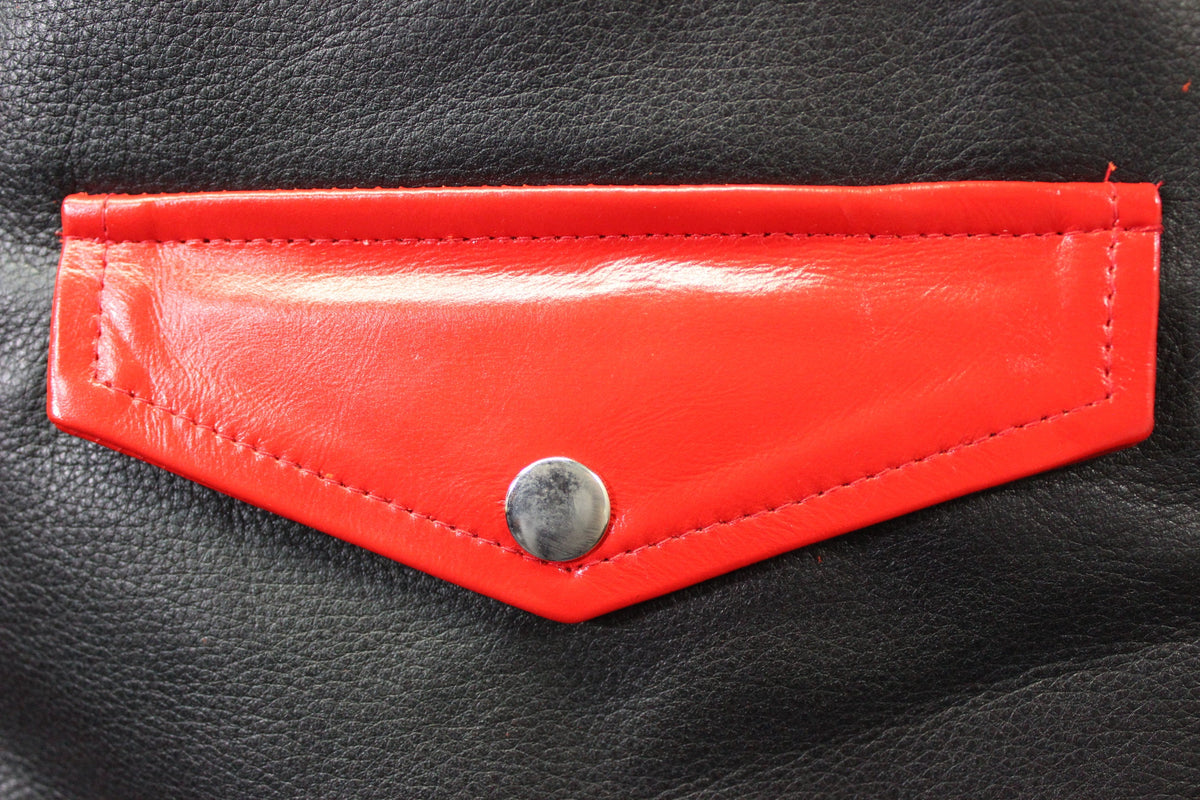 OnF Leather Bar Vest - Black with Red Highlights - view 3