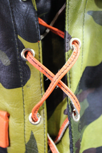 OnF Leather Bar Vest - Camo with orange Highlights - view 4