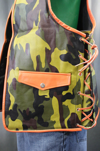 OnF Leather Bar Vest - Camo with orange Highlights - view 6