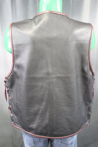 OnF Leather Bar Vest - Black with Dark Brown Highlights - front view