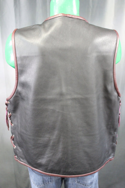 OnF Leather Bar Vest - Black with Dark Brown Highlights - front view
