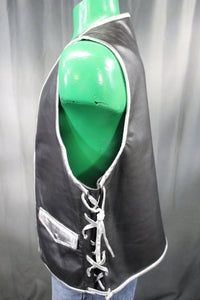 OnF Leather Bar Vest - Black with Silver Highlights - front view