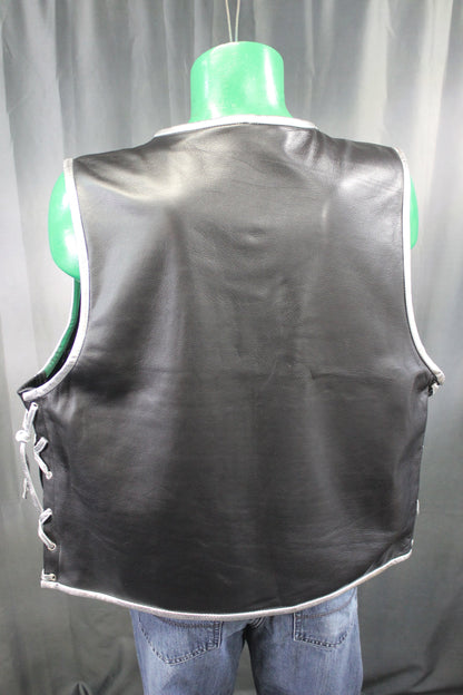 OnF Leather Bar Vest - Black with Silver Highlights - view 2