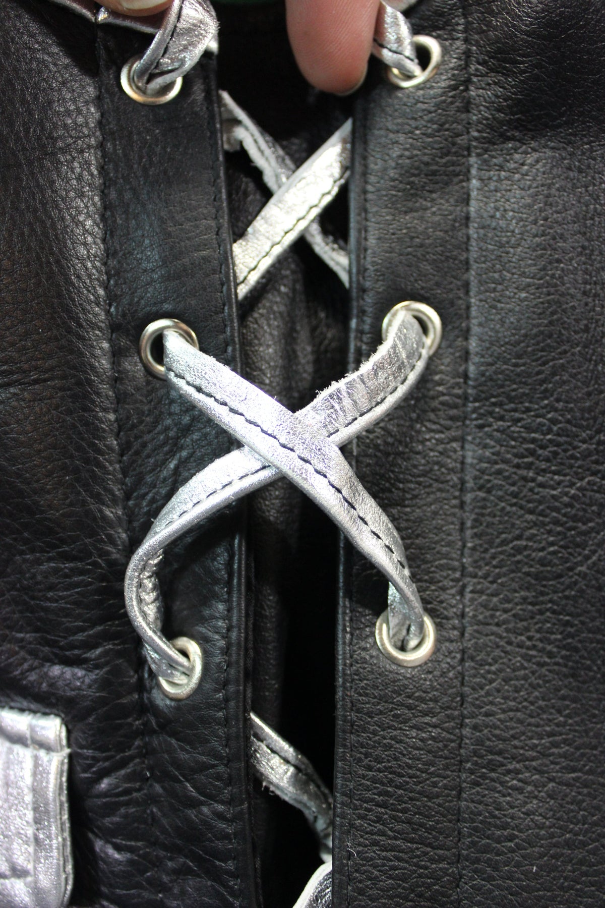 OnF Leather Bar Vest - Black with Silver Highlights - view 3