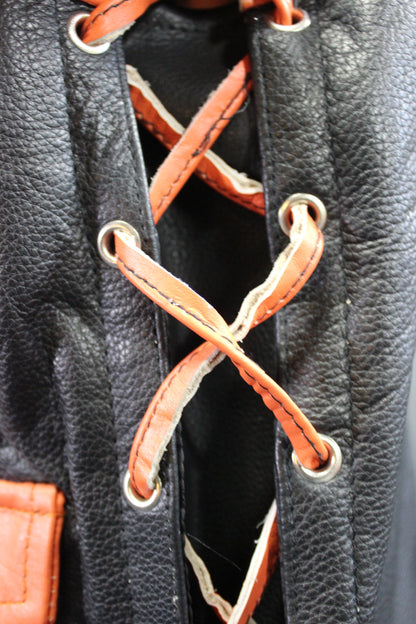 OnF Leather Bar Vest - Black with Orange Highlights - view 2