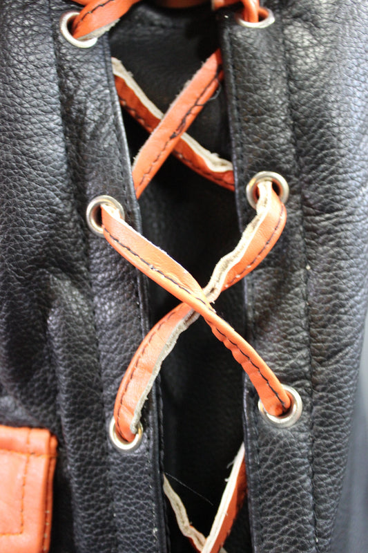 OnF Leather Bar Vest - Black with Orange Highlights - view 2