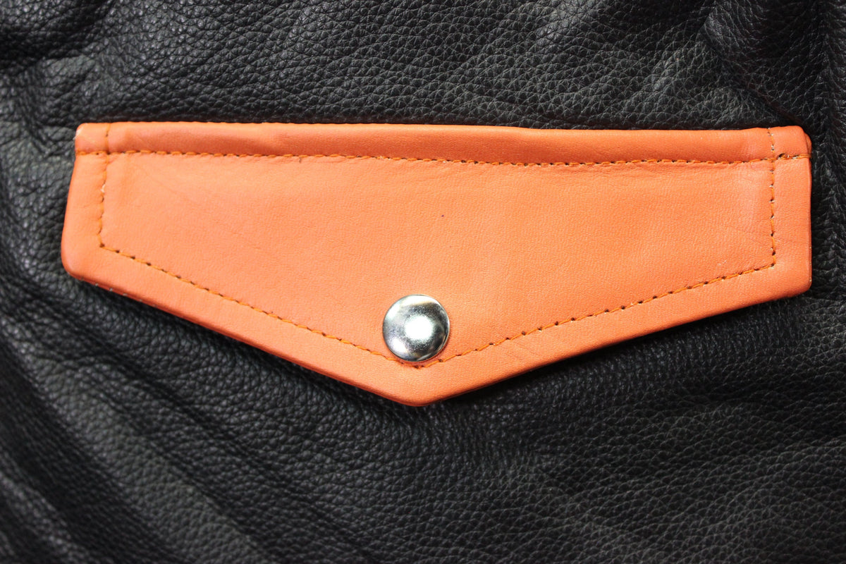 OnF Leather Bar Vest - Black with Orange Highlights - view 6
