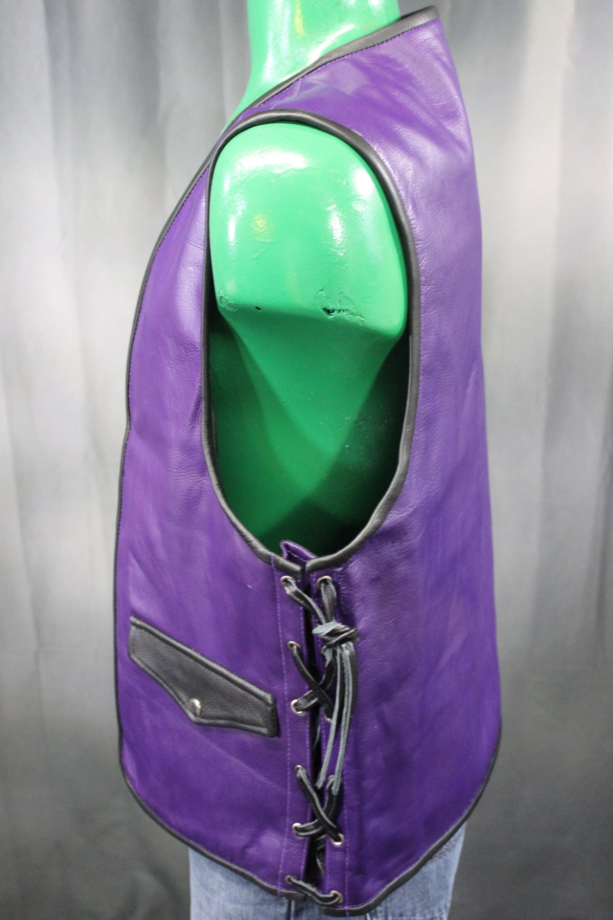 OnF Leather Bar Vest - Purple with Black Highlights - view 2