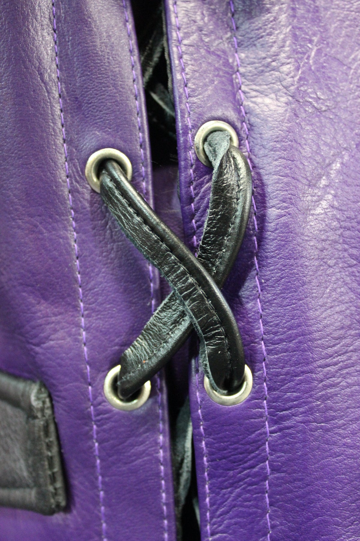 OnF Leather Bar Vest - Purple with Black Highlights - view 4