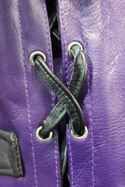 OnF Leather Bar Vest - Purple with Black Highlights - view 4