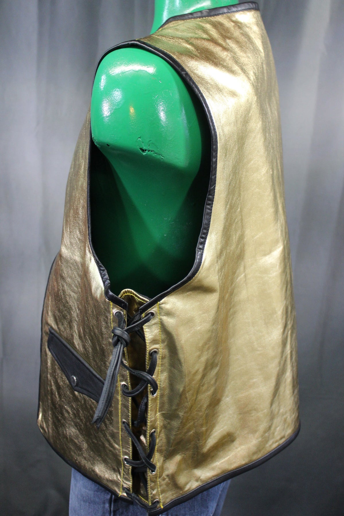 OnF Leather Bar Vest - Gold with Black Highlights - view 2