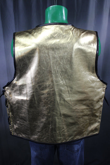 OnF Leather Bar Vest - Gold with Black Highlights - view 3