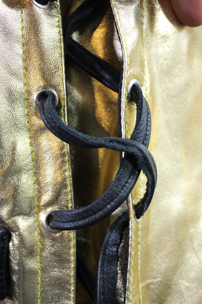 OnF Leather Bar Vest - Gold with Black Highlights - view 4