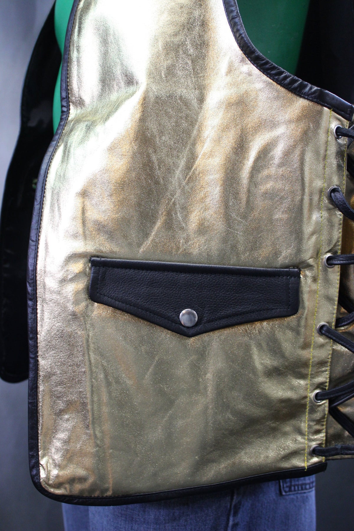 OnF Leather Bar Vest - Gold with Black Highlights - view 6