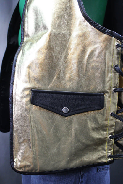 OnF Leather Bar Vest - Gold with Black Highlights - view 6