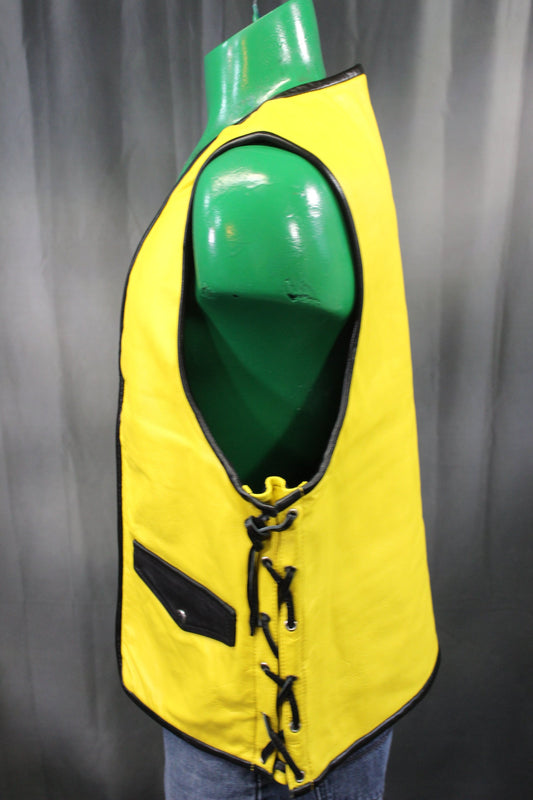 OnF Leather Bar Vest - Yellow with Black Highlights - view 2