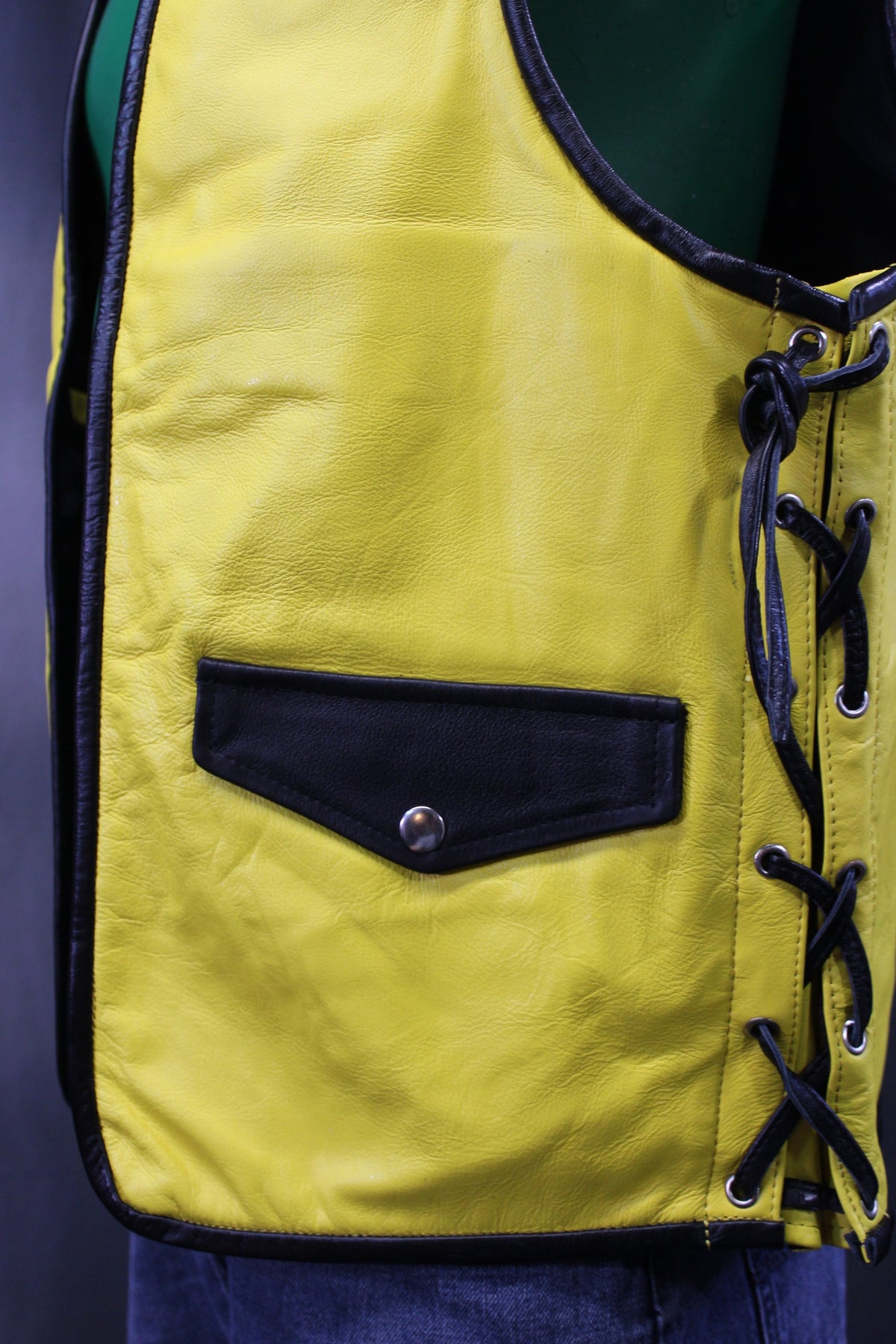 OnF Leather Bar Vest - Yellow with Black Highlights - view 6