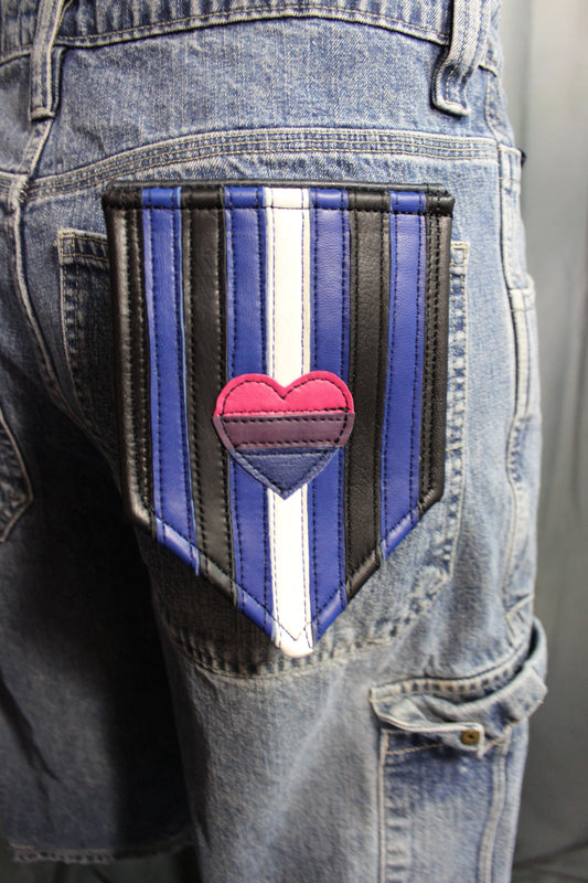 Bisexual Leather Pride Pocket Flag - front view
