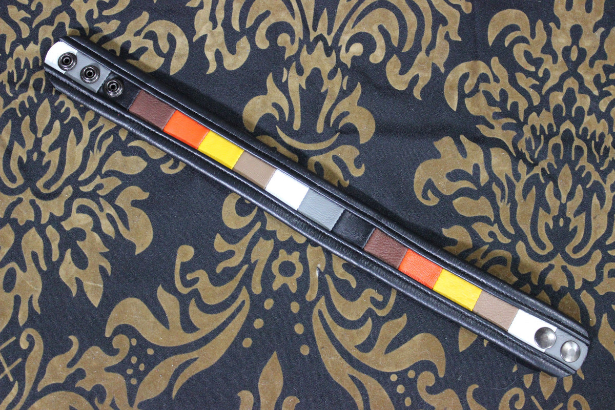 Bear Pride Flag Leather Armband - front view