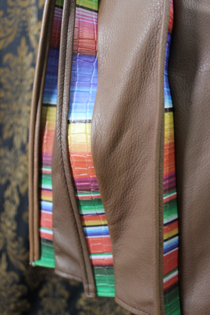 Mason's Kilt – Brown Deerskin with Serape Print Leather Pleats - view 5