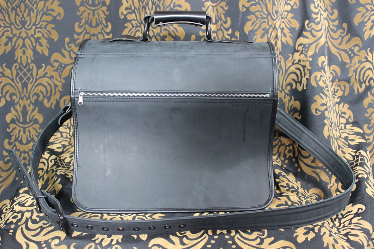 Leather Diplomat Messenger Bag - front view