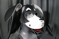 Basset Hound Style Pup Hood in Black and White - front view