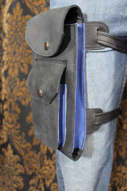 Leather Thigh Holster with Two Pockets - view 3