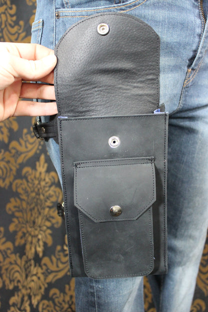 Leather Thigh Holster with Two Pockets - view 4