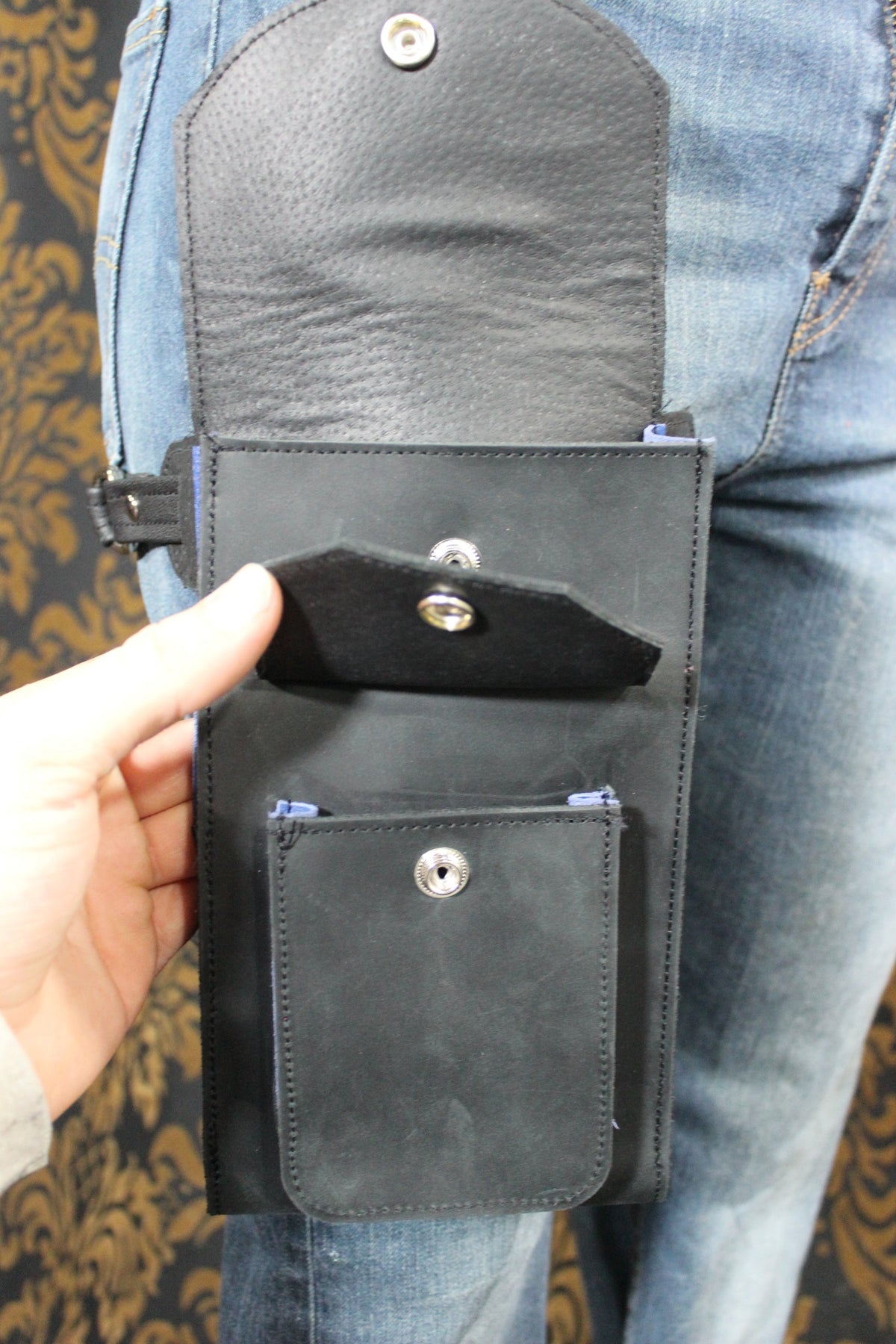 Leather Thigh Holster with Two Pockets - view 5