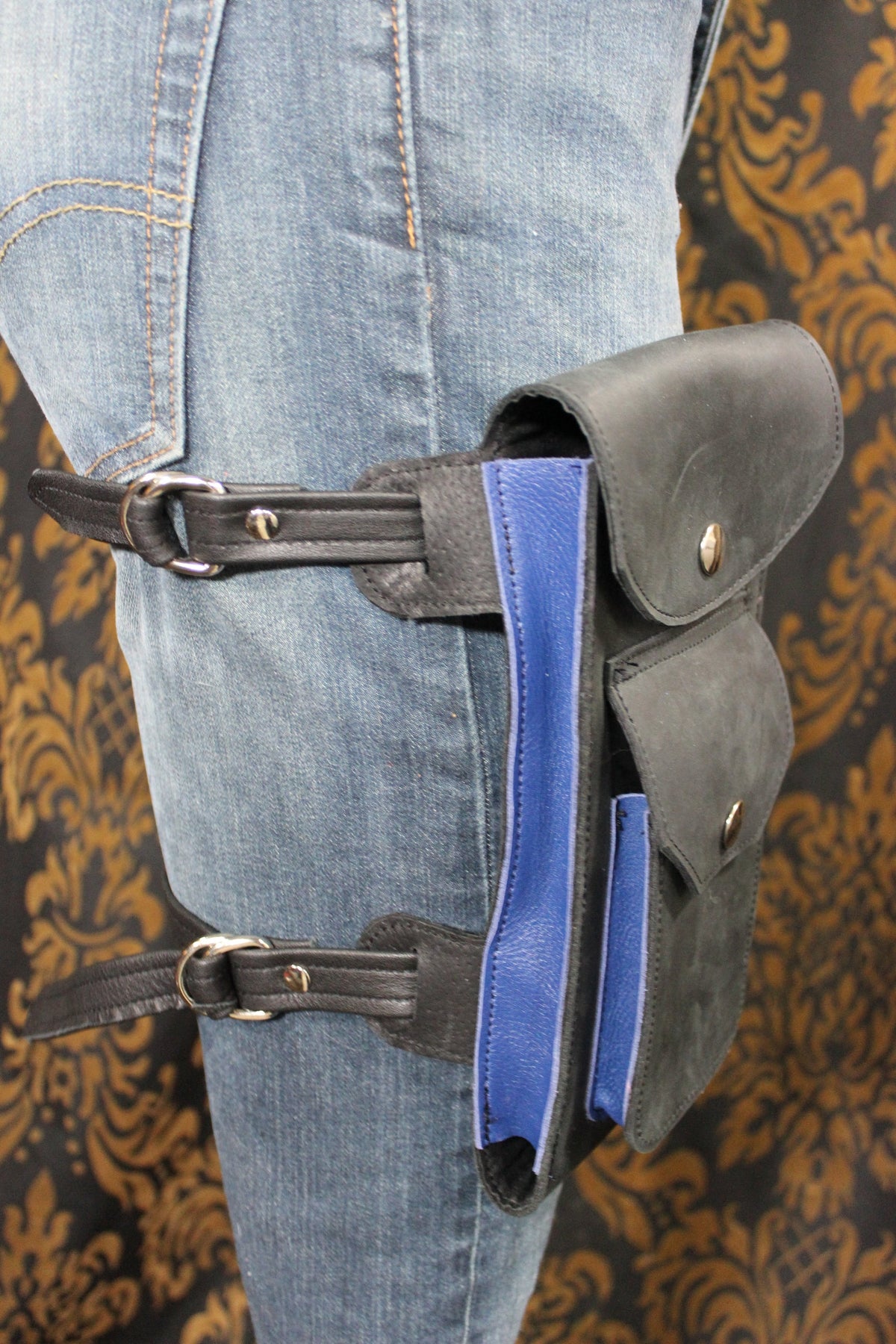Leather Thigh Holster with Two Pockets - view 6
