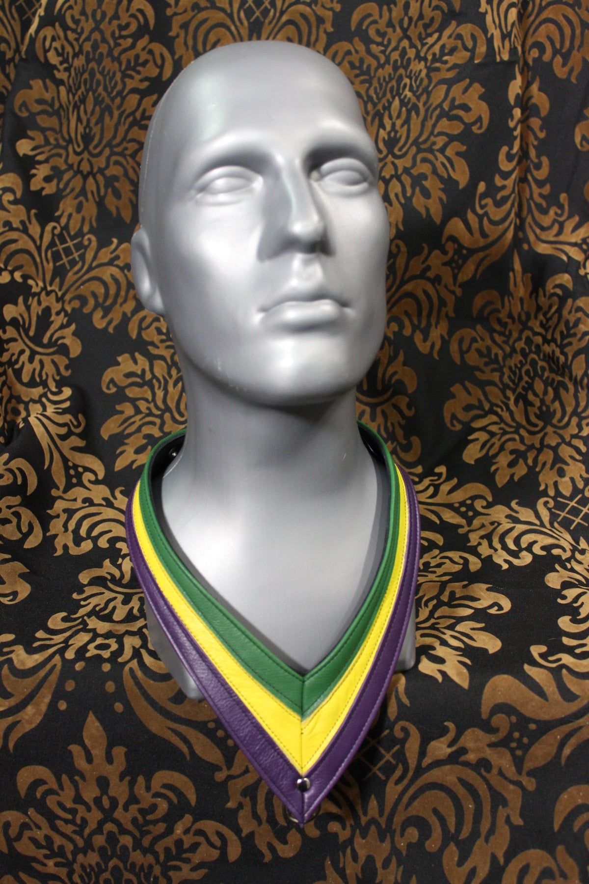 Mardi-Gras Leather Medallion Holder - front view