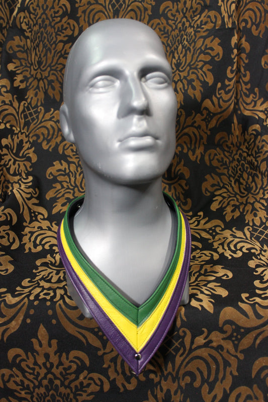 Mardi-Gras Leather Medallion Holder - front view