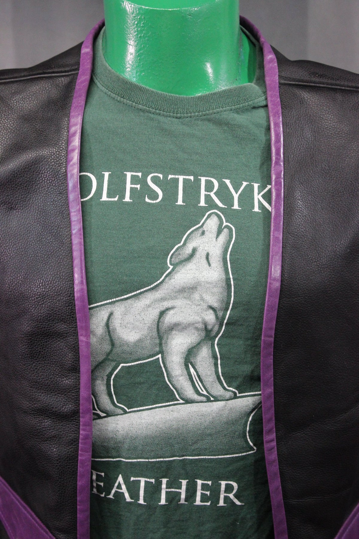OnF Leather Bar Vest - Black with Purple Highlights - view 8