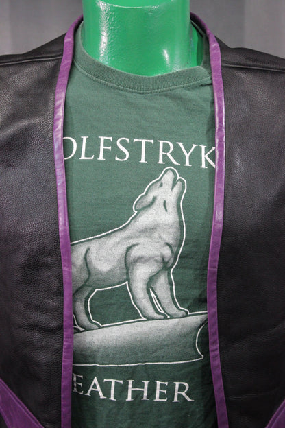 OnF Leather Bar Vest - Black with Purple Highlights - view 8