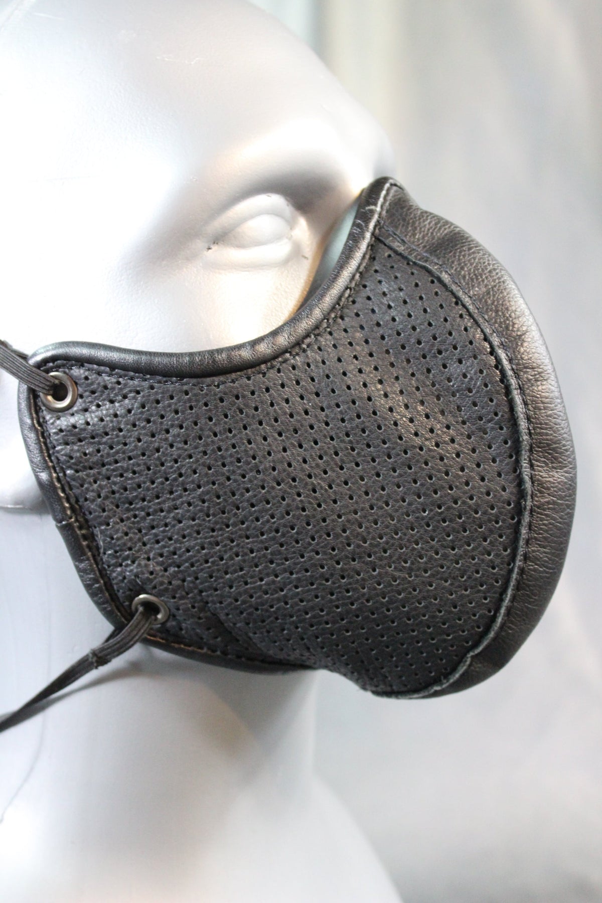 Perforated Leather Face Mask with Filter Pouch - view 5