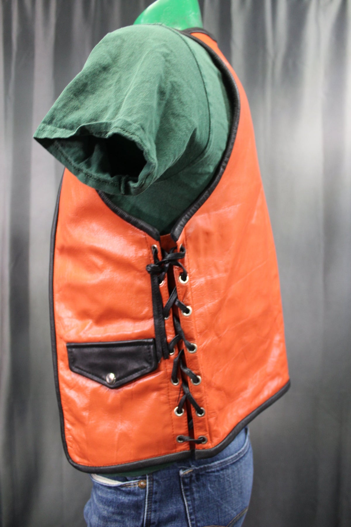 OnF Leather Bar Vest - Orange with Black Highlights - view 5