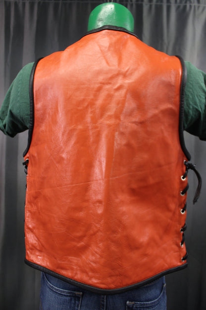 OnF Leather Bar Vest - Orange with Black Highlights - view 7