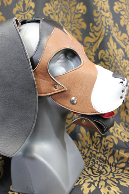 Basset Hound Style Pup Hood in Black, Tan, and White - view 5