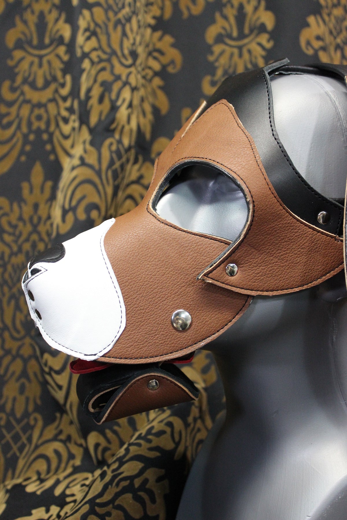 Basset Hound Style Pup Hood in Black, Tan, and White - view 8