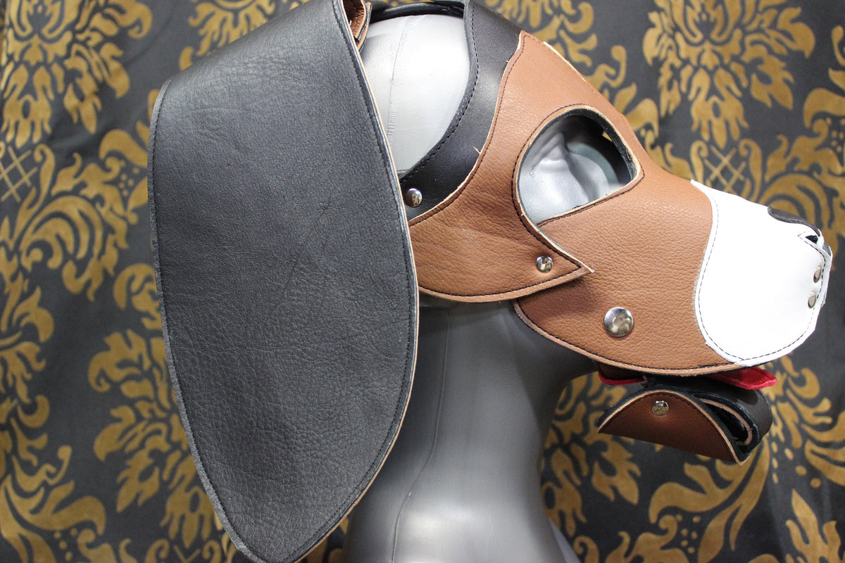 Basset Hound Style Pup Hood in Black, Tan, and White - view 11