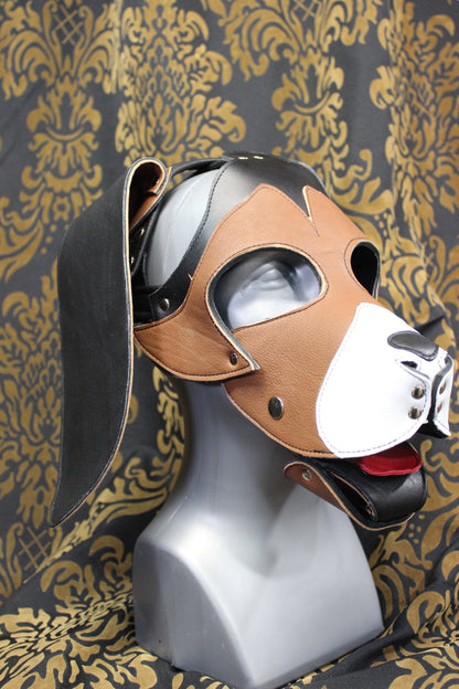 Basset Hound Style Pup Hood in Black, Tan, and White - view 12
