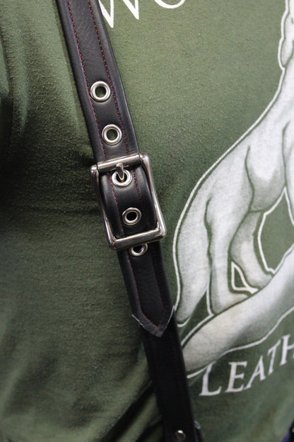 Black 1" Suspenders with Red Stitching - view 4