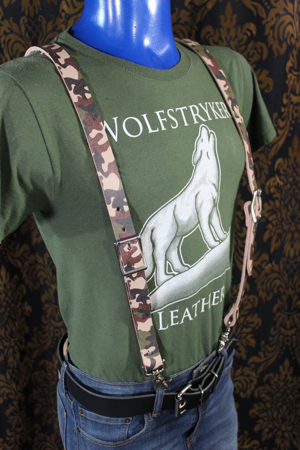 Limited Edition Camouflage Leather Convertible Suspenders - view 4