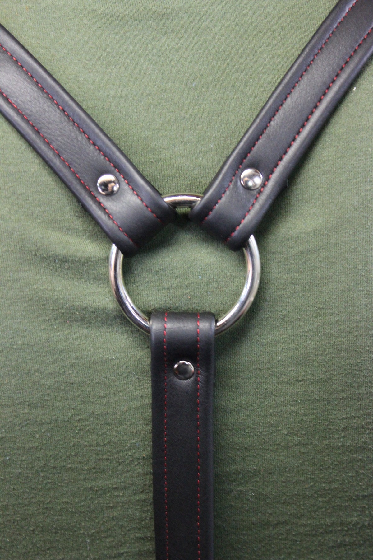 Black 1" Suspenders with Red Stitching - view 5