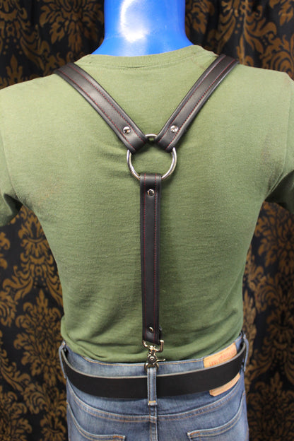 Black 1" Suspenders with Red Stitching - view 3