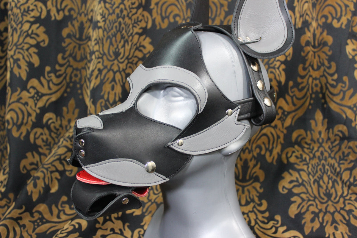 Husky style Pup Hood in Black and Gray - view 2